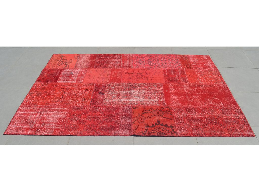 red patchwork rug