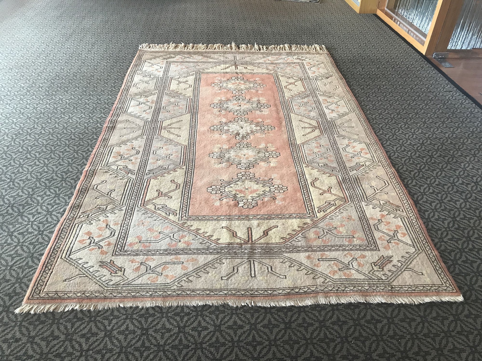 turkish rug wool rug/ bohemian rug pastel color rug/vintage area rug/ oushak rug turkey rug /boho rug /1.8x11.5 feet /