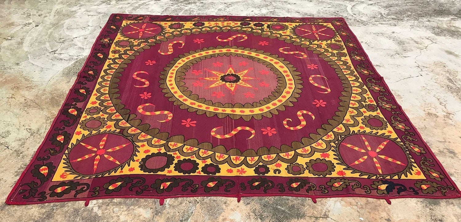 Vintage Floral Silk Suzanis | Istanbul Carpet