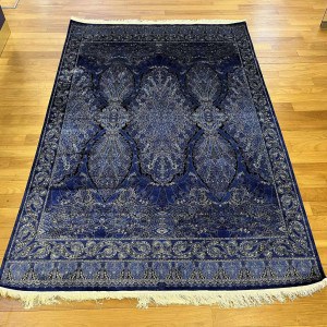 Blue Silk Oushak Rug