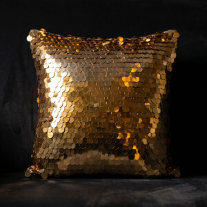 gold pailette cushion