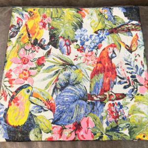 tropical parrot cushion